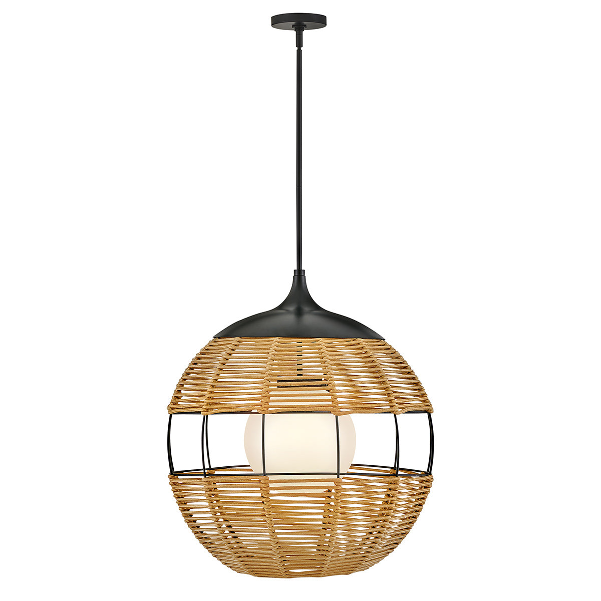 Średnia lampa wisząca Maddox - 1 źródło światła - Czarny, karmelowy beż, Hinkley - ePlafoniera