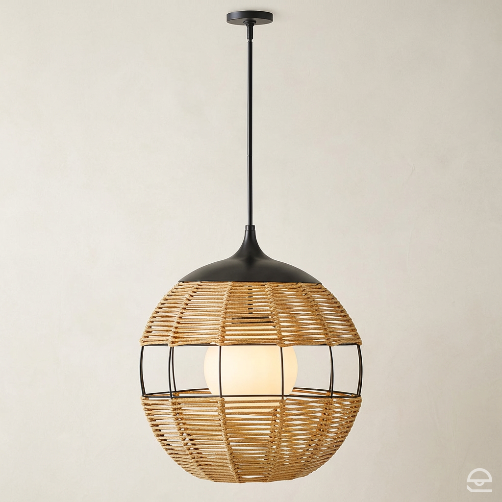 Średnia lampa wisząca Maddox - 1 źródło światła - Czarny, karmelowy beż, Hinkley