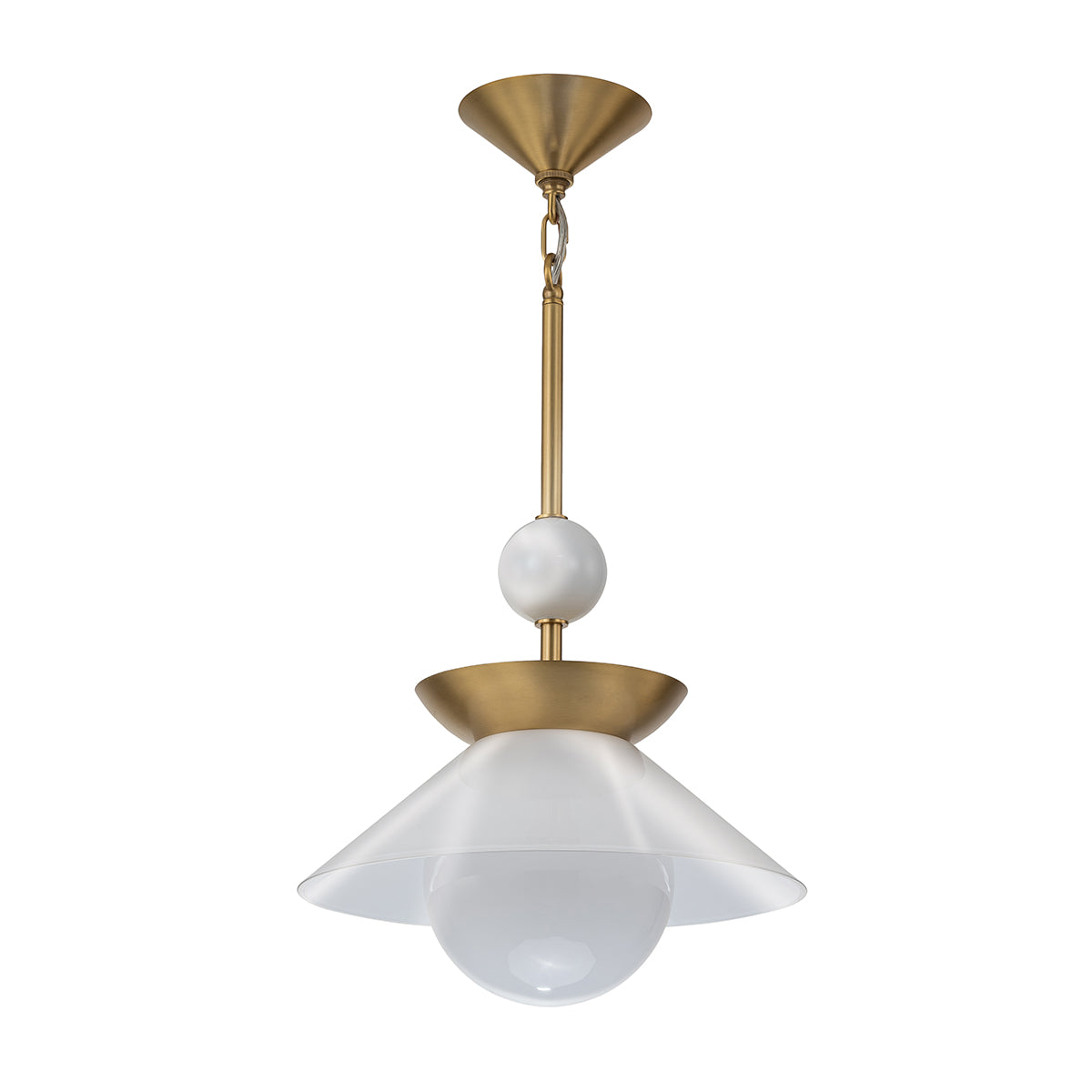 Średnia lampa wisząca Saucer - 1 źródło światła - Postarzany mosiądz, Quintiesse - ePlafoniera.pl