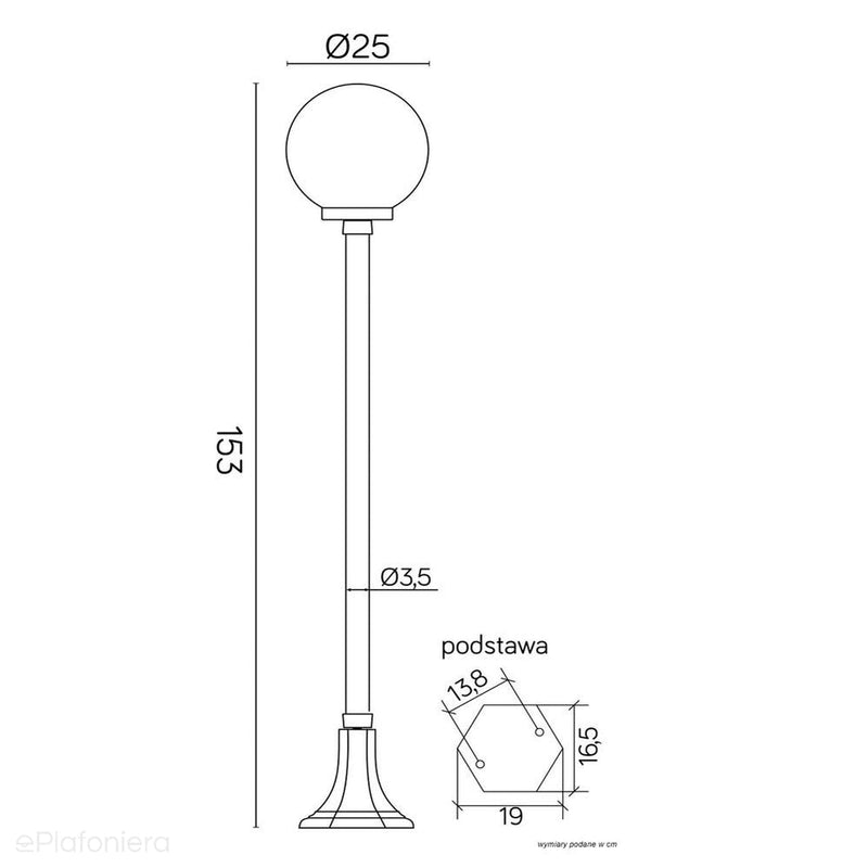 Stojąca lampa ogrodowa 148cm (kula 20/25cm, 1x E27) SU-MA (kule classic)