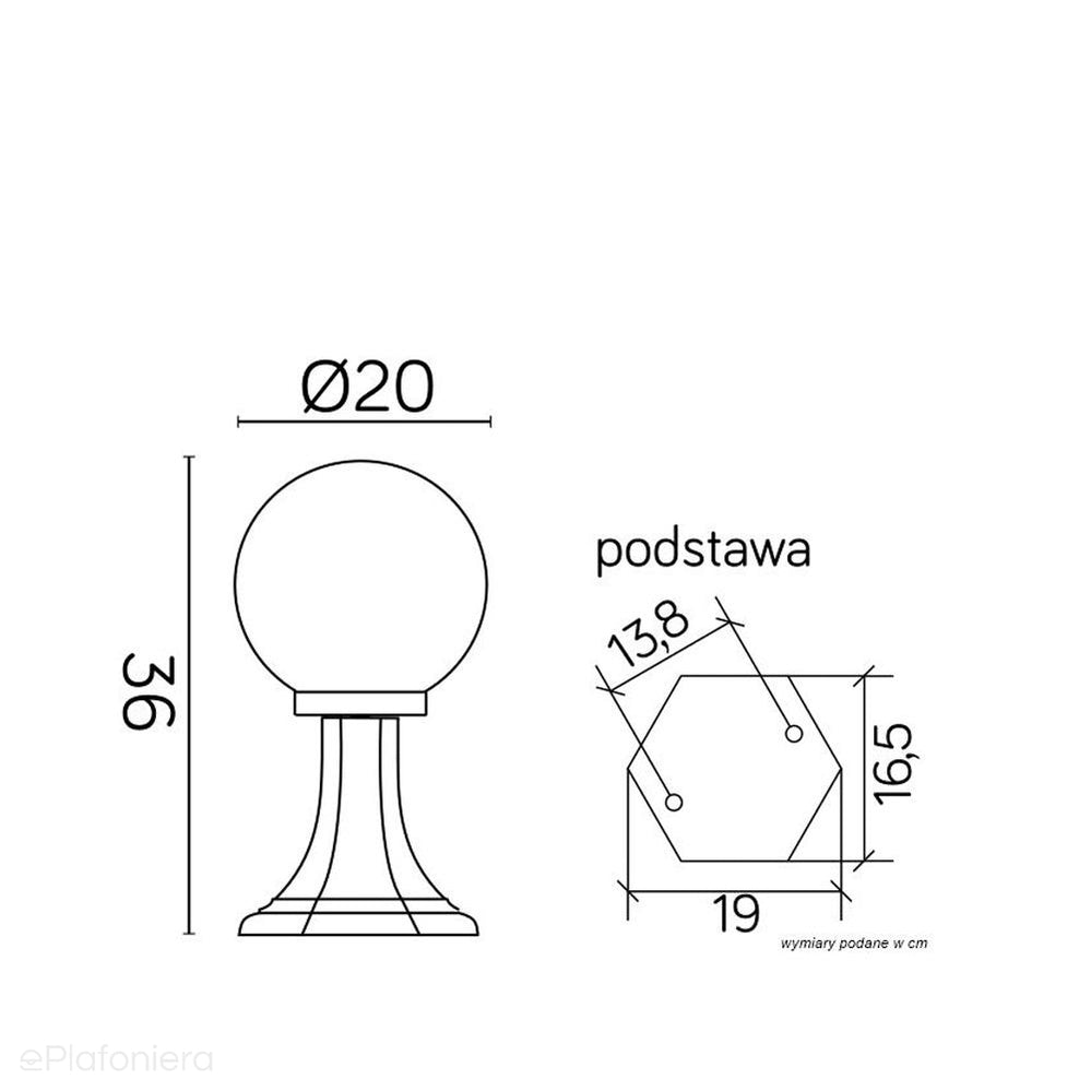 Stojąca lampa ogrodowa 36cm (kula 20/25cm) zewnętrzna (1x E27) SU-MA (kule classic)