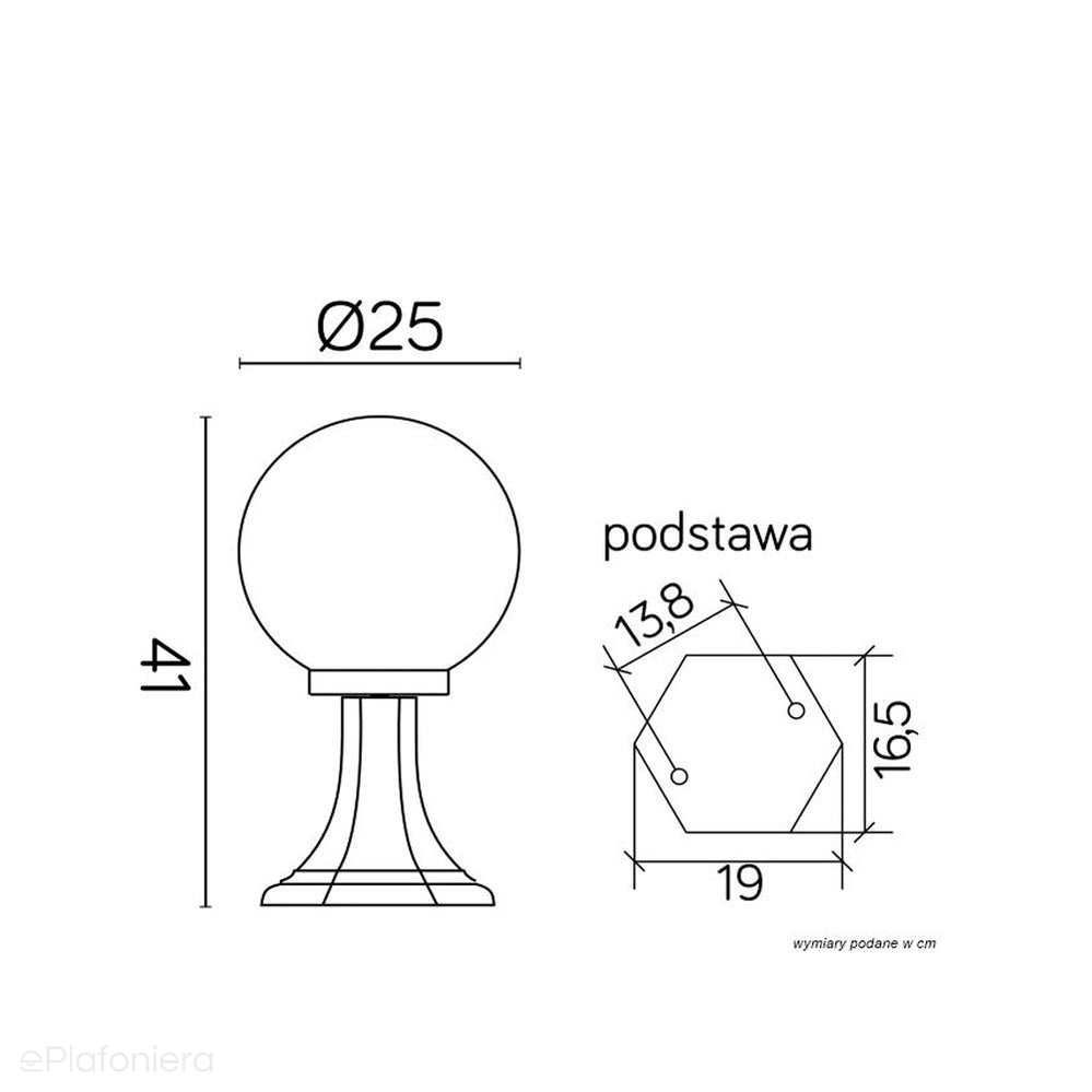 Stojąca lampa ogrodowa 36cm (kula 20/25cm) zewnętrzna (1x E27) SU-MA (kule classic)