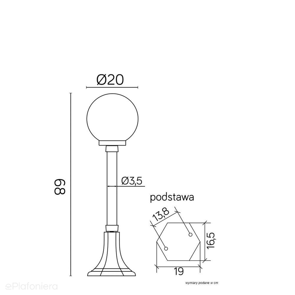 Stojąca lampa ogrodowa 68cm (kula 20/25cm) zewnętrzna (1x E27) SU-MA (kule classic)