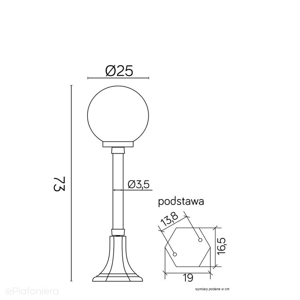 Stojąca lampa ogrodowa 68cm (kula 20/25cm) zewnętrzna (1x E27) SU-MA (kule classic)