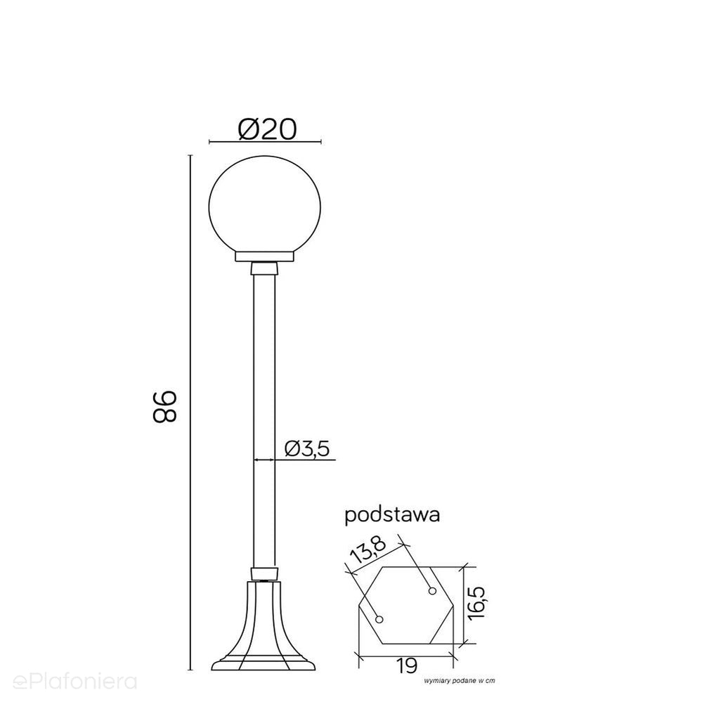Stojąca lampa ogrodowa 98cm (kula 20/25cm) zewnętrzna (1x E27) SU-MA (kule classic)