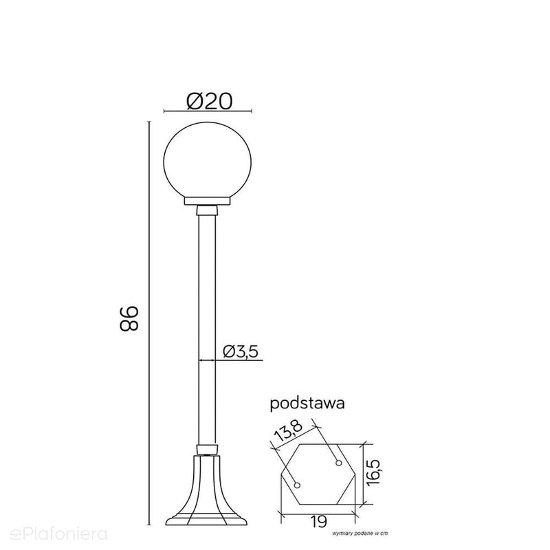 Stojąca lampa ogrodowa 98cm (kula 20/25cm) zewnętrzna (1x E27) SU-MA (kule classic)