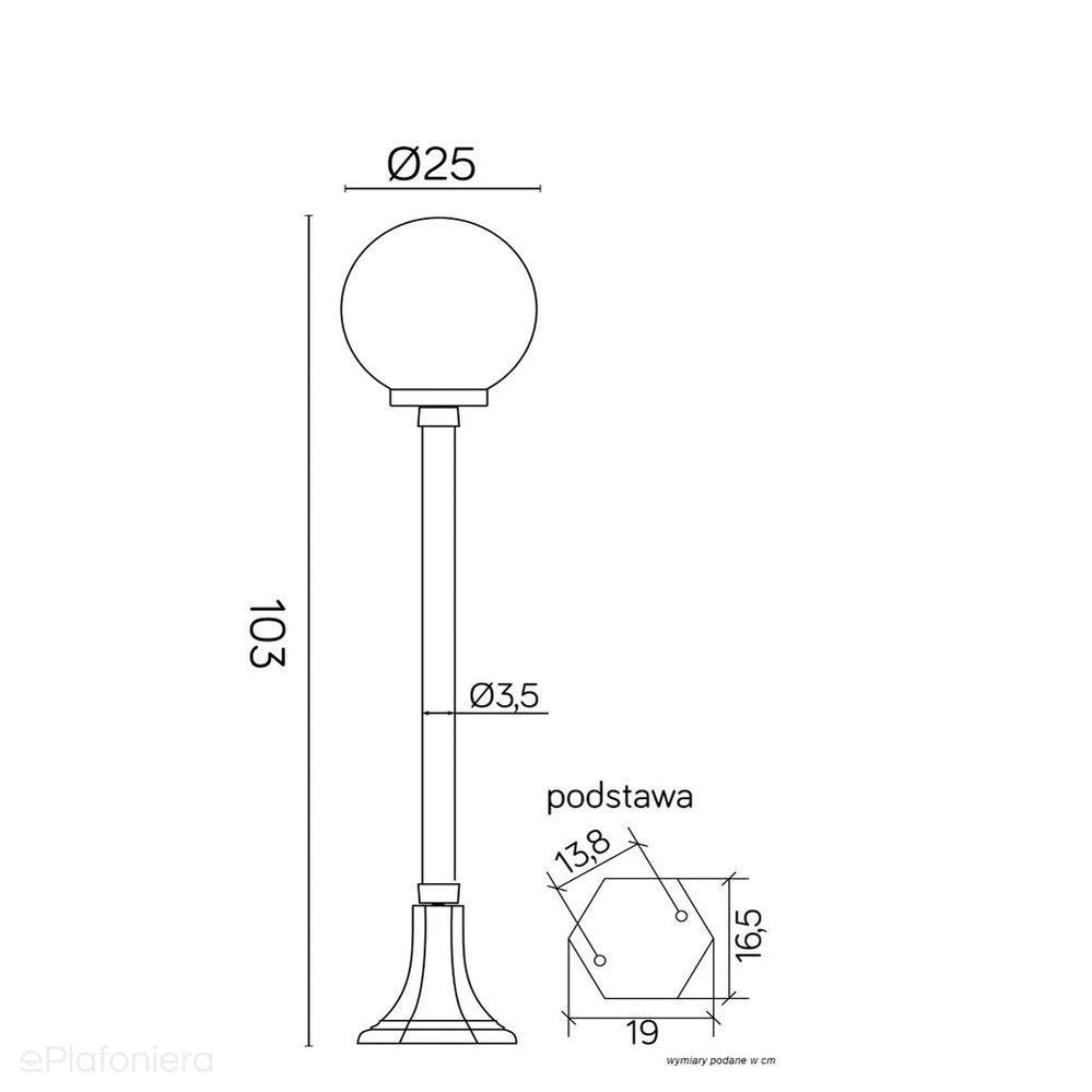 Stojąca lampa ogrodowa 98cm (kula 20/25cm) zewnętrzna (1x E27) SU-MA (kule classic)
