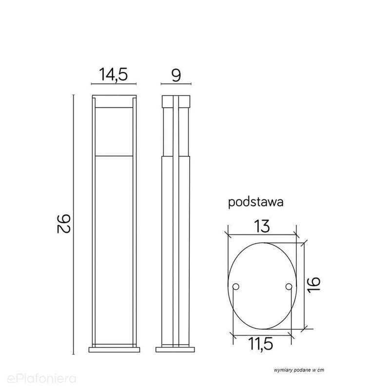 Stojący słupek 65/92cm - lampa ogrodowa zewnętrzna (czarna/szara) (1x E27) SU-MA (Elis)