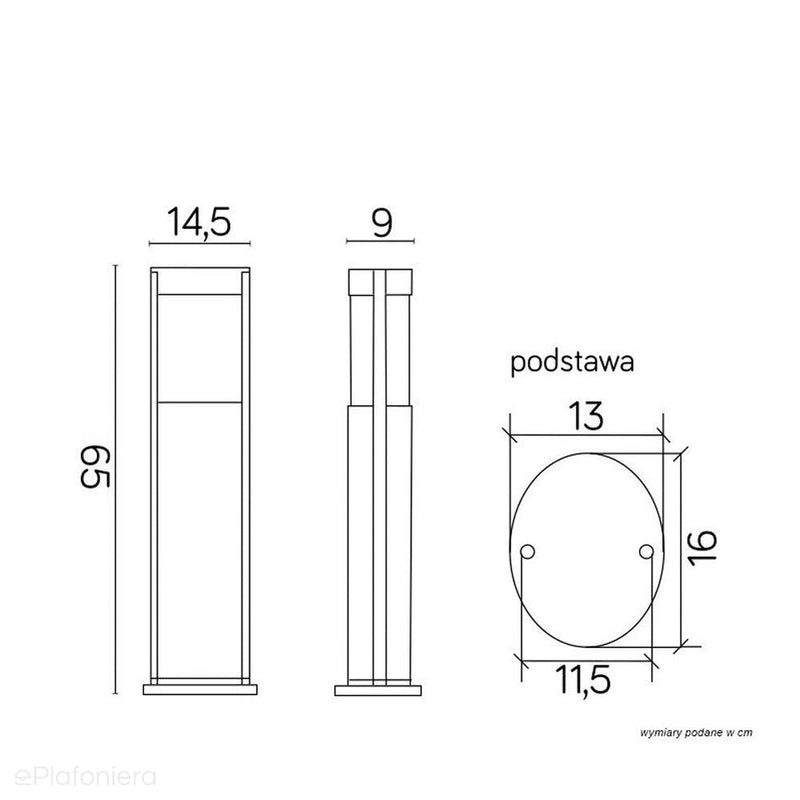 Stojący słupek 65/92cm - lampa ogrodowa zewnętrzna (czarna/szara) (1x E27) SU-MA (Elis)