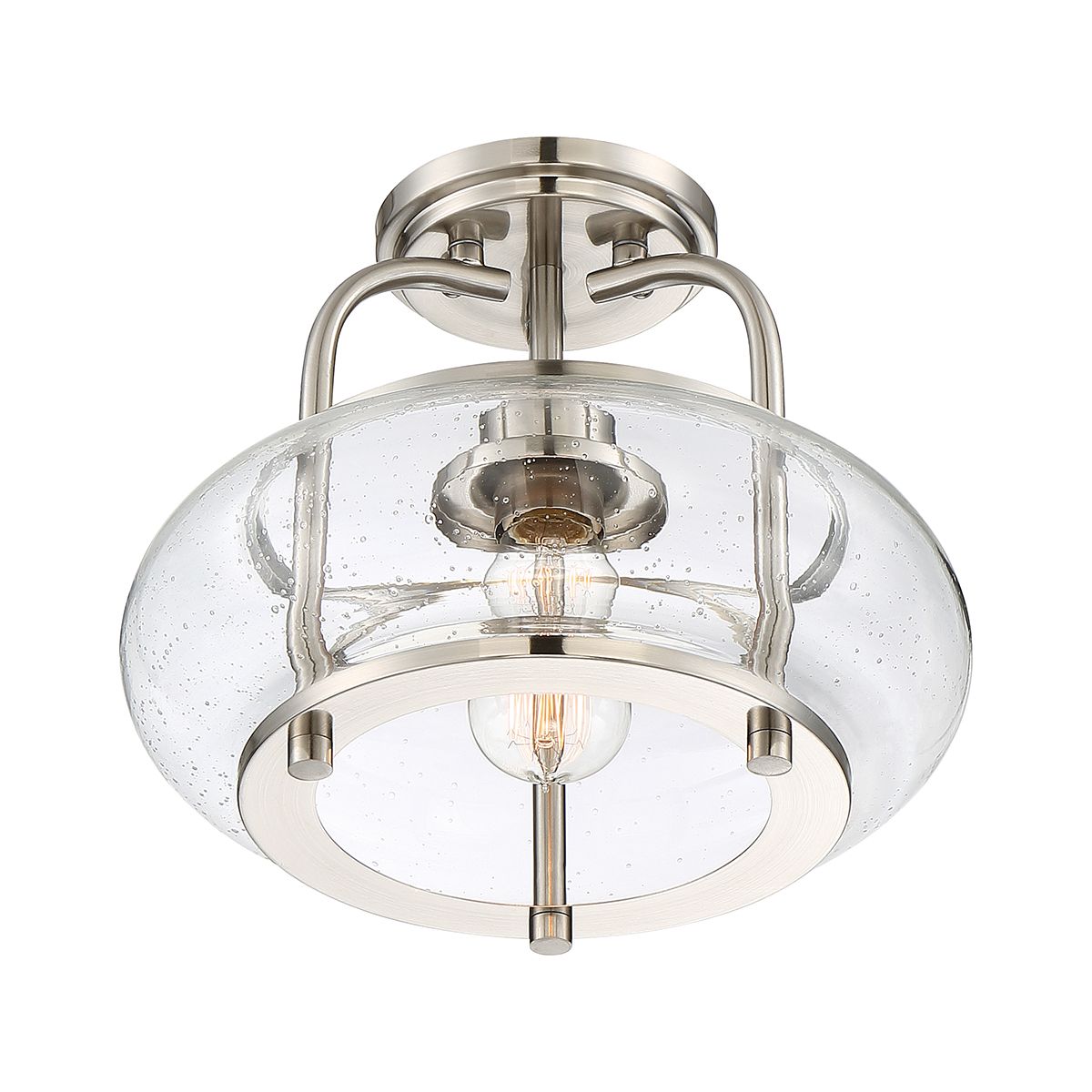 Sufitowa lampa szklana Trilogy - 30cm (szczotkowany nikiel, 1xE27) - Quoizel, plafon do kuchni / łazienki / salonu