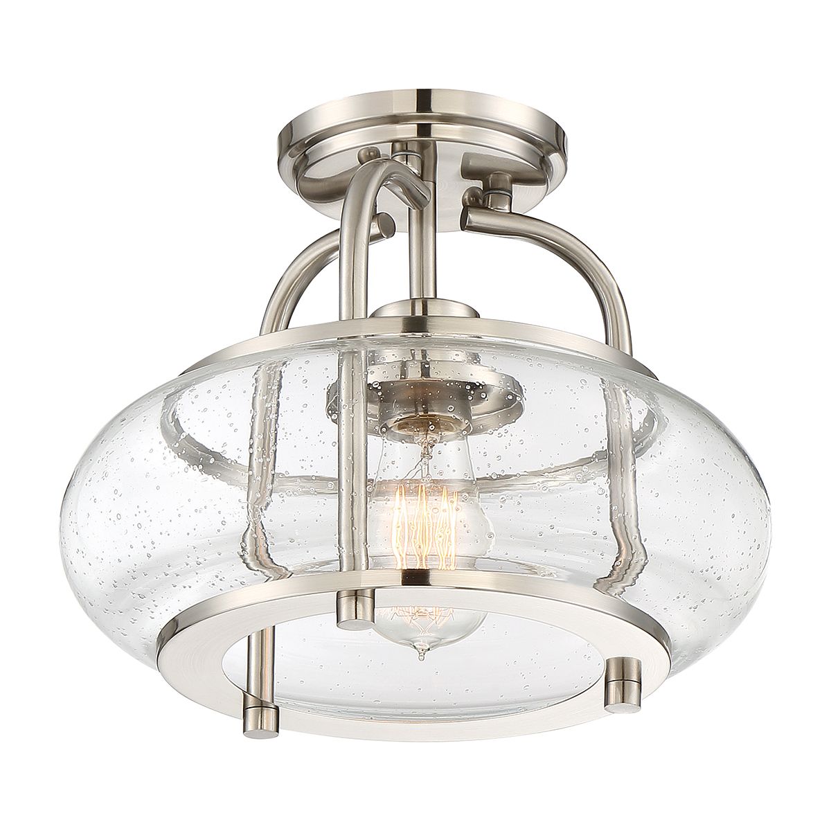 Sufitowa lampa szklana Trilogy - 30cm (szczotkowany nikiel, 1xE27) - Quoizel, plafon do kuchni / łazienki / salonu