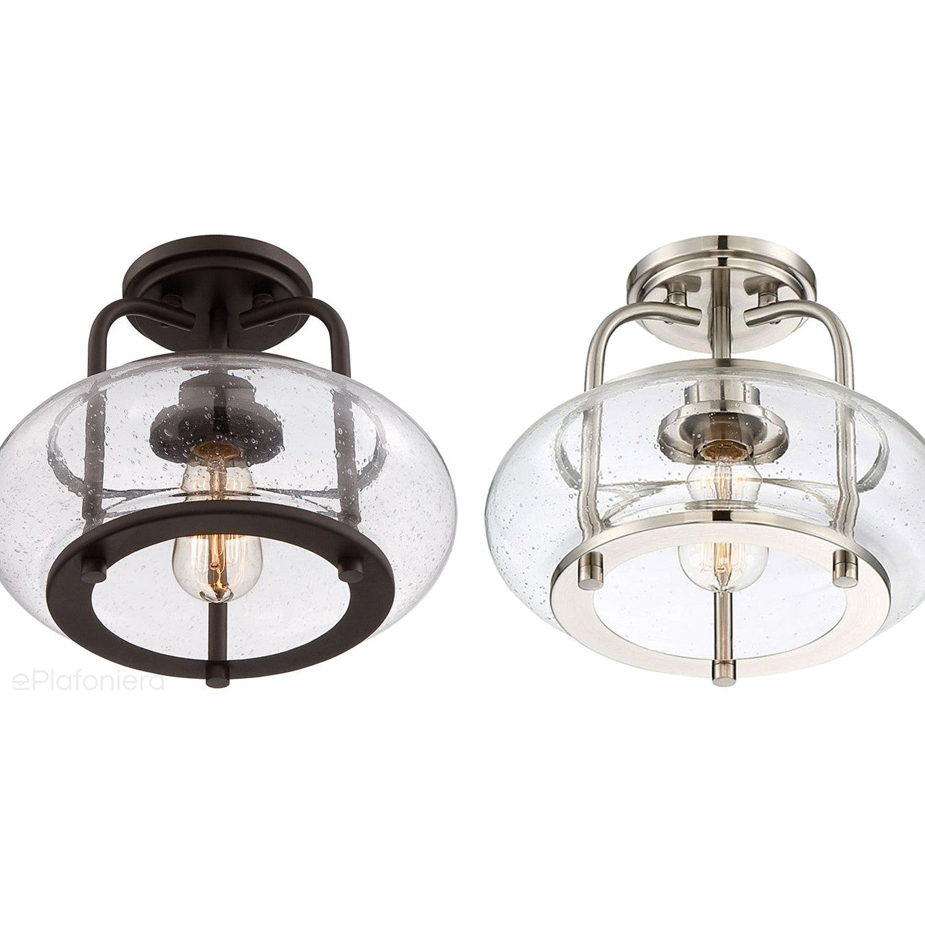 Sufitowa lampa szklana Trilogy - 30cm (szczotkowany nikiel, 1xE27) - Quoizel, plafon do kuchni / łazienki / salonu