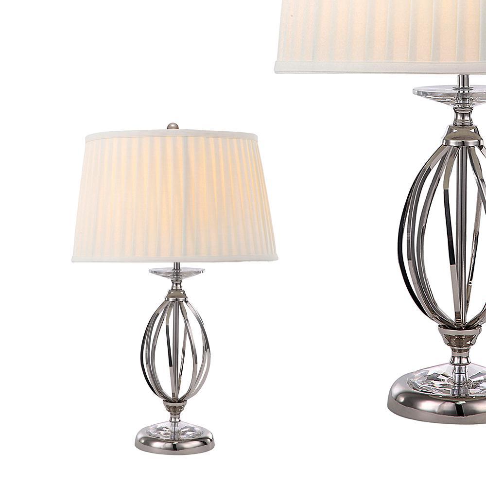 Szczotkowany nikiel - lampa stołowa Aegean w stylu pałacowym - Elstead, 57cm (1xE27)