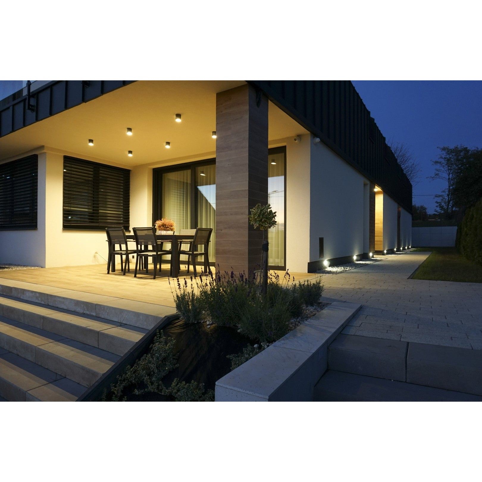 Szklana, biała lampa do zabudowy Mur Glass LED z IP65 - SU-MA