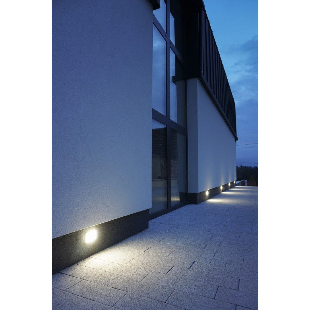 Szklana, biała lampa do zabudowy Mur Glass LED z IP65 - SU-MA
