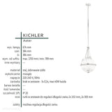 Szklana kula 38cm (mosiądz) lampa wisząca do kuchni salonu sypialni (3xE14) Kichler (Aster)