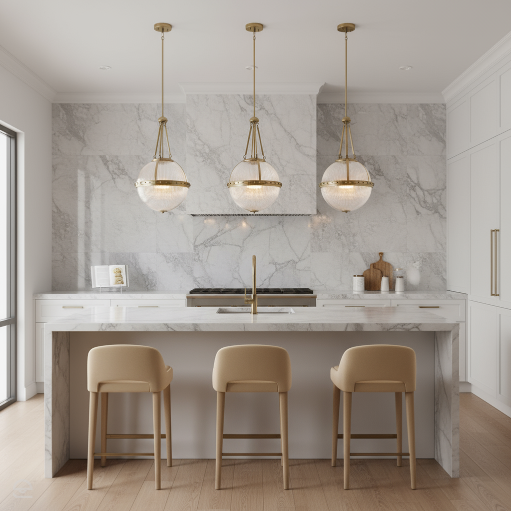 Szklana kula 38cm (mosiądz) lampa wisząca do kuchni salonu sypialni (3xE14) Kichler (Aster)