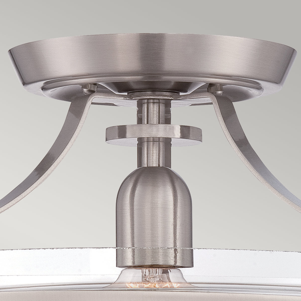 Szklana lampa (nikiel) sufitowa 33cm (1xE27) do kuchni sypialni salonu, Quoizel (Penn)