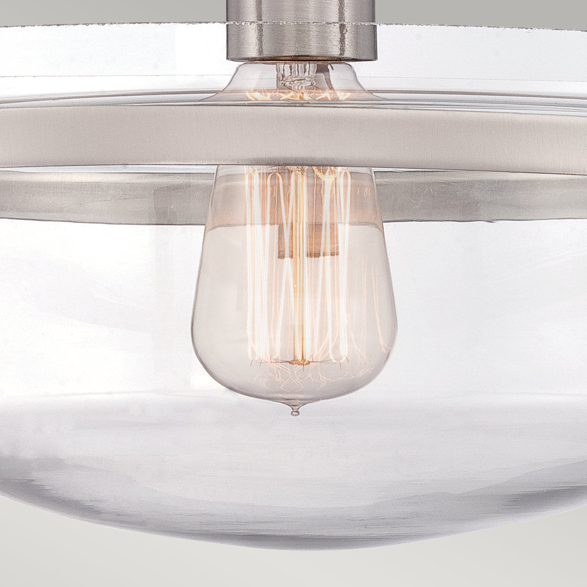 Szklana lampa (nikiel) sufitowa 33cm (1xE27) do kuchni sypialni salonu, Quoizel (Penn)