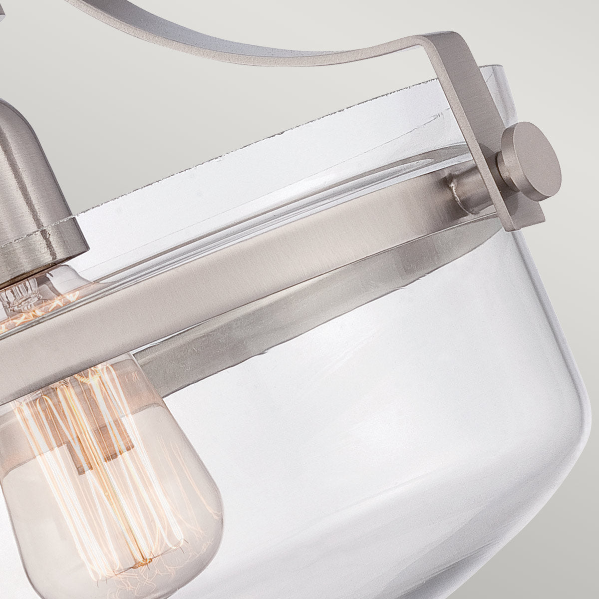 Szklana lampa (nikiel) sufitowa 33cm (1xE27) do kuchni sypialni salonu, Quoizel (Penn)