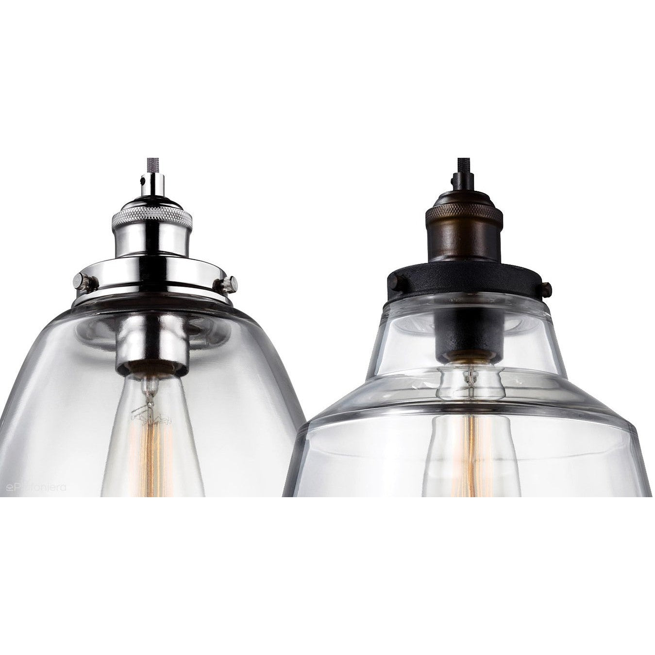 Szklana lampa wisząca 25cm (polerowany nikiel) do kuchni jadalni salonu (1xE27) Feiss (Baskin)