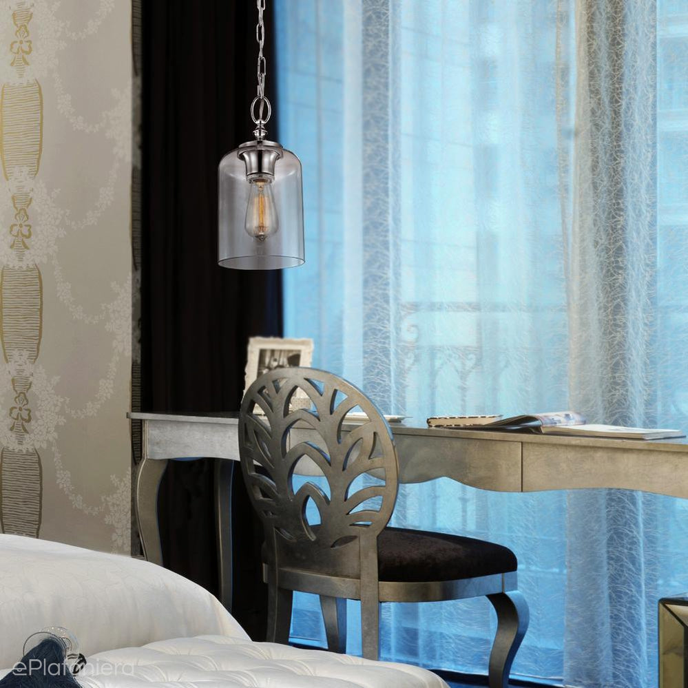 Szklana lampa wisząca Hounslow (polerowany nikiel) - Feiss (1xE27)