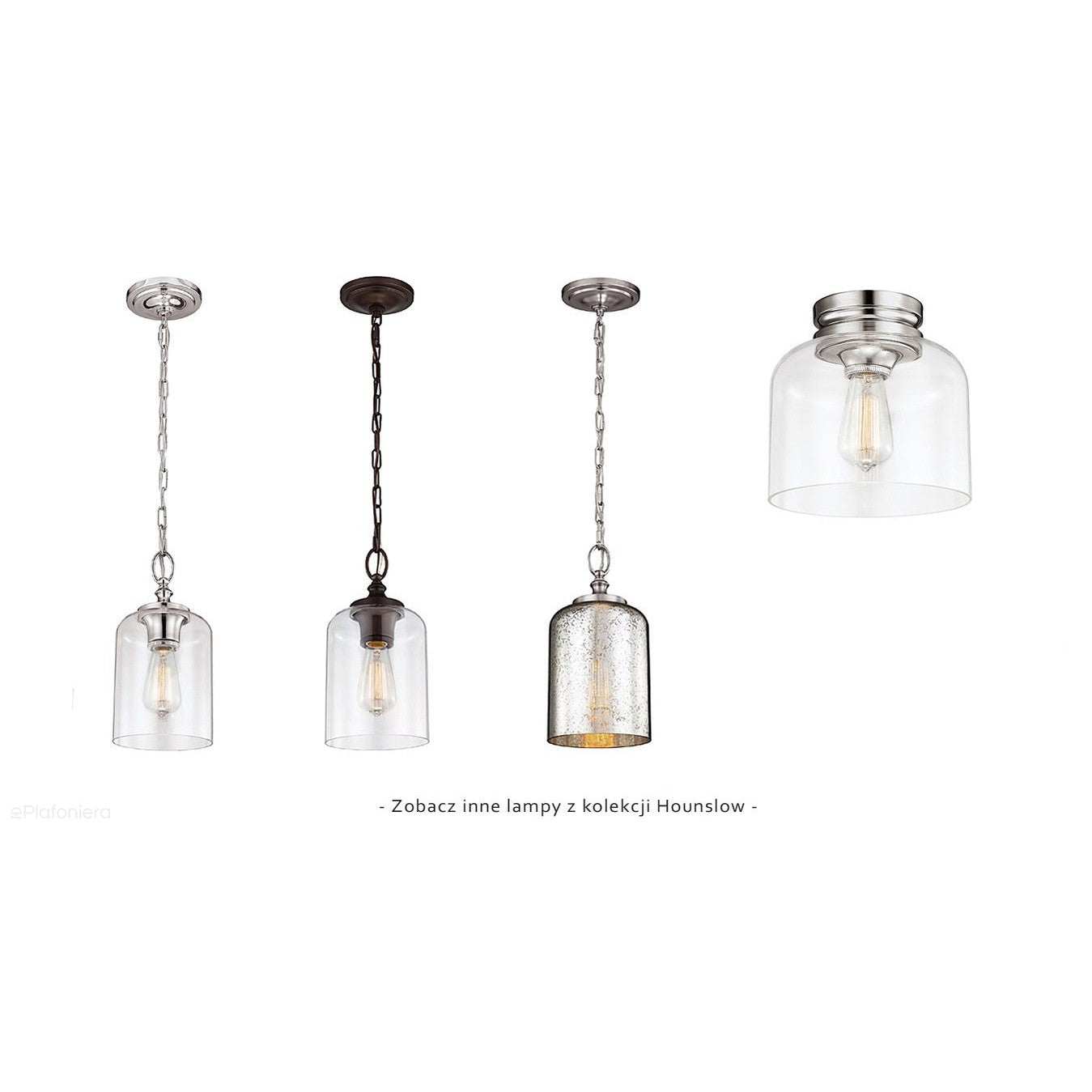 Szklana lampa wisząca Hounslow ze szkłem trawionym rtęciowym - Feiss (szczotkowana stal, 16,5cm, 1xE27)
