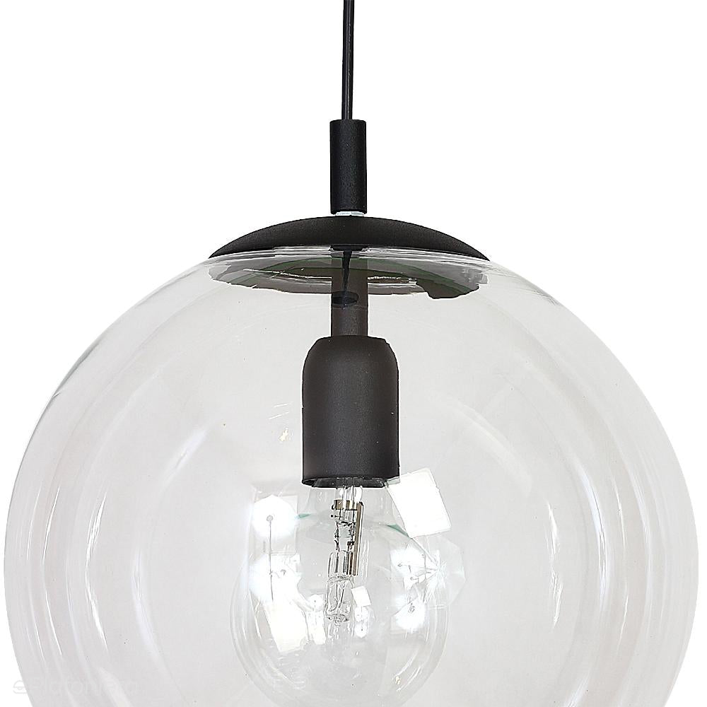 Szklana lampa wisząca, pojedyncza przezroczysta kula 1xE27, (czarne zawiesie) Aldex (Globus) 562G5 - ePlafoniera