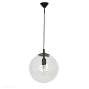 Szklana lampa wisząca, pojedyncza przezroczysta kula 1xE27, (czarne zawiesie) Aldex (Globus) 562G5 - ePlafoniera