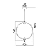 Szklane kryształy, wisząca kula 50cm, lampa LED, do salonu sypialni (8W, 800lm) Feiss (Oberlin)