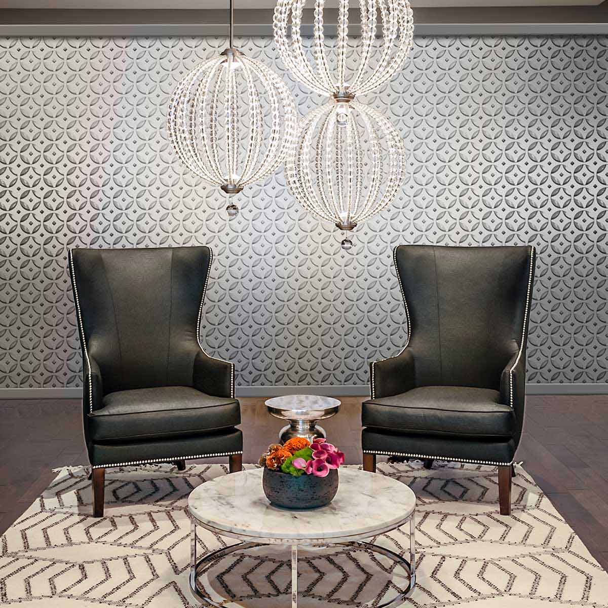 Szklane kryształy, wisząca kula 50cm, lampa LED, do salonu sypialni (8W, 800lm) Feiss (Oberlin)