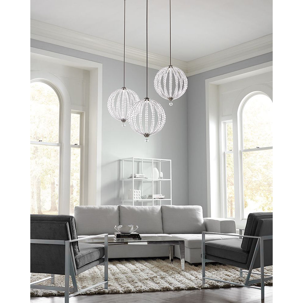 Szklane kryształy, wisząca kula 50cm, lampa LED, do salonu sypialni (8W, 800lm) Feiss (Oberlin)