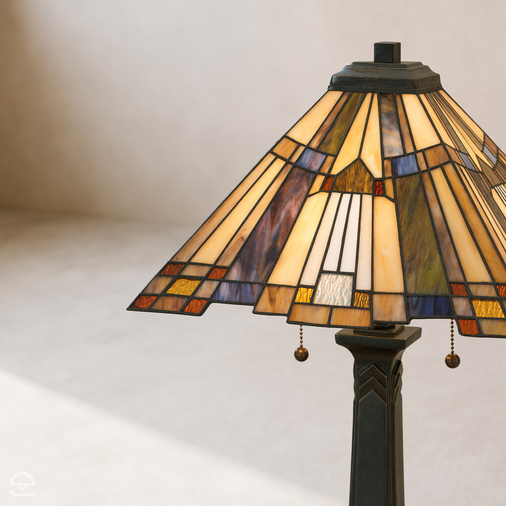 Tiffany lampa stojąca witrażowa Inglenook, Quoizel