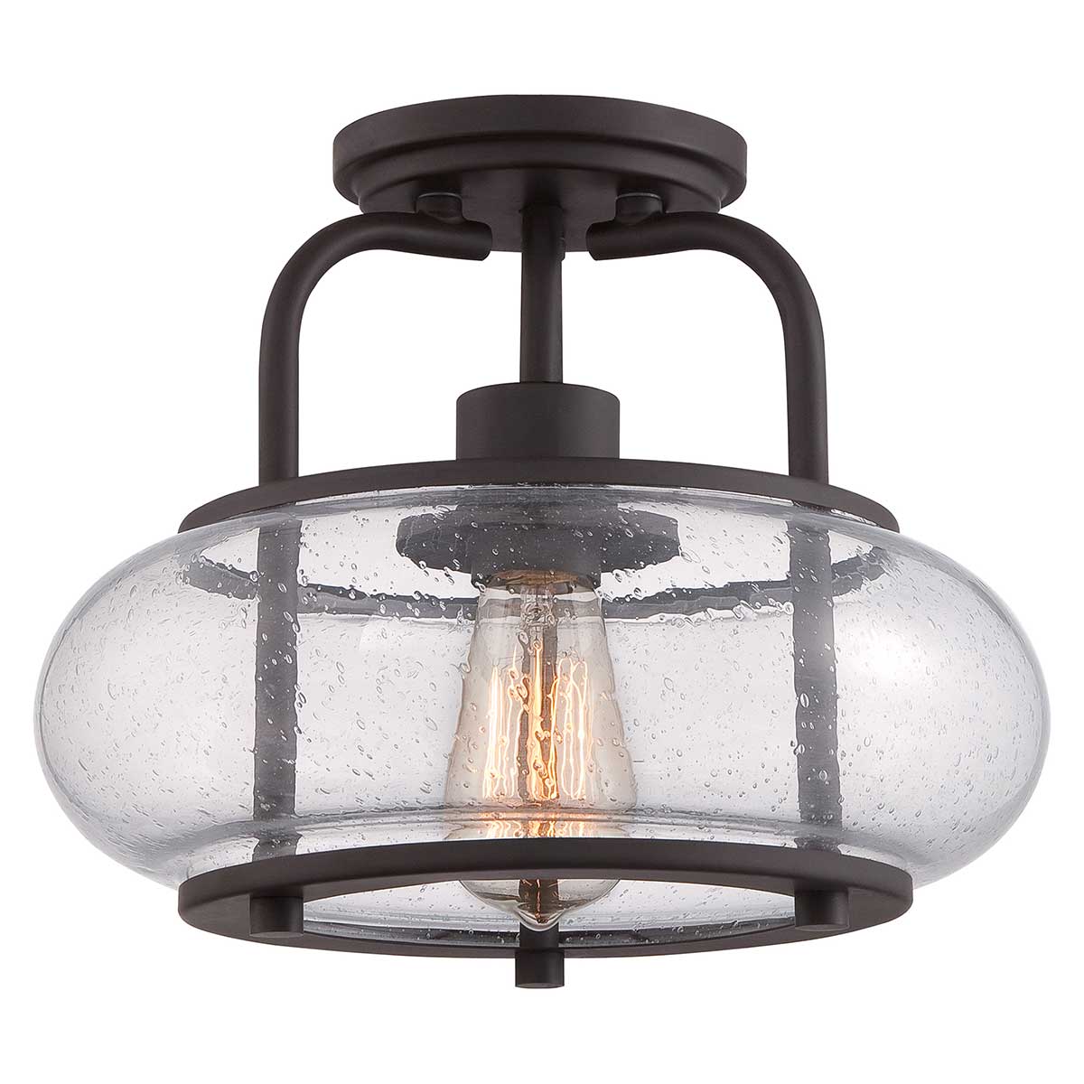 Trilogy – szklana lampa sufitowa ze szkłem bąbelkowym, stary brąz – Ø30 (model solo)