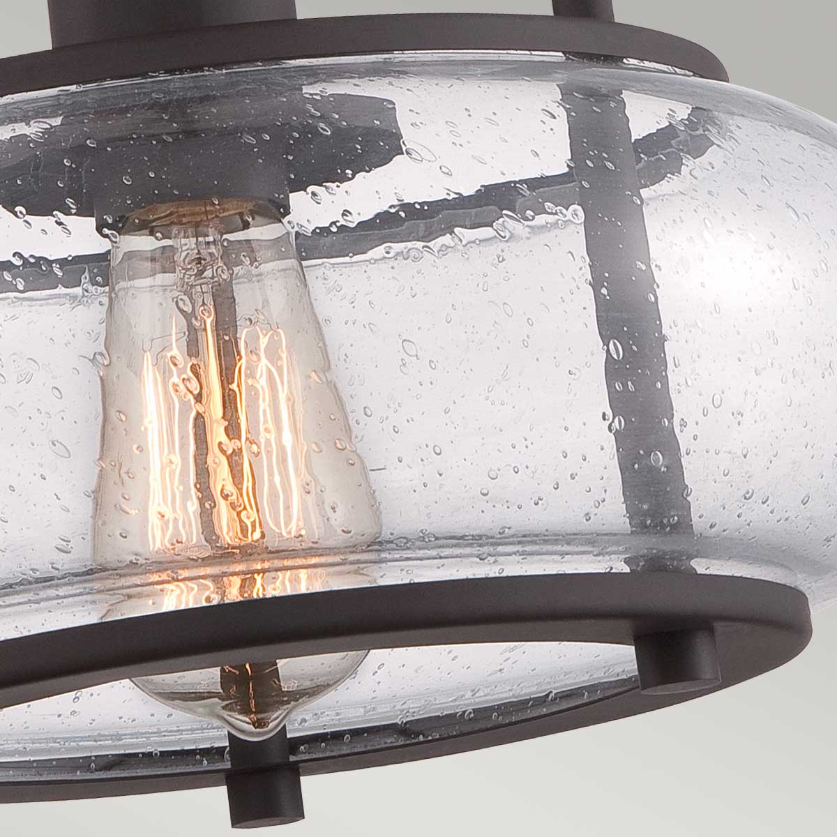 Trilogy – szklana lampa sufitowa ze szkłem bąbelkowym, stary brąz – Ø30 (model solo)