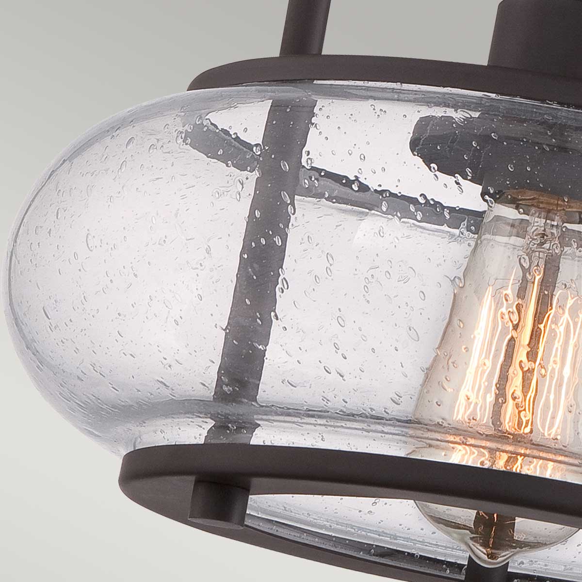 Trilogy – szklana lampa sufitowa ze szkłem bąbelkowym, stary brąz – Ø30 (model solo)