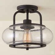 Trilogy – szklana lampa sufitowa ze szkłem bąbelkowym, stary brąz – Ø30 (model solo)