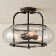 Trilogy – szklana lampa sufitowa ze szkłem bąbelkowym, stary brąz – Ø40 (trio)