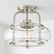Trilogy – szklana lampa sufitowa ze szkłem bąbelkowym, szczotkowany nikiel – Ø30 (model solo)