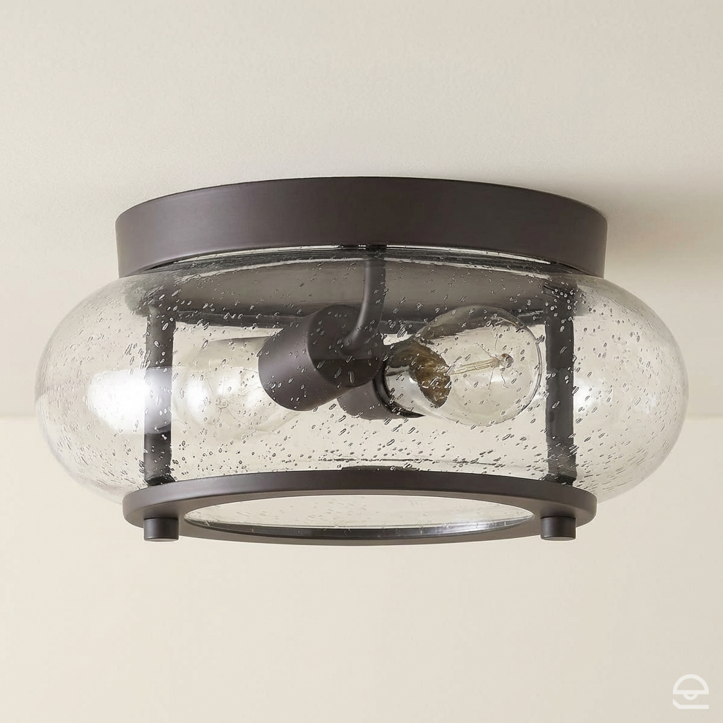 Trilogy – szklany plafon ze szkłem bąbelkowym, stary brąz – Ø30 (duo)