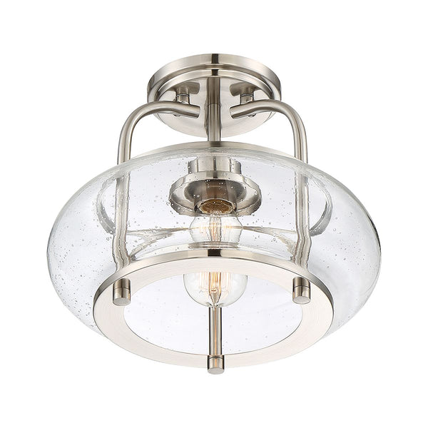 Sufitowa lampa szklana Trilogy - 30cm (szczotkowany nikiel, 1xE27) - Quoizel, plafon do kuchni / łazienki / salonu