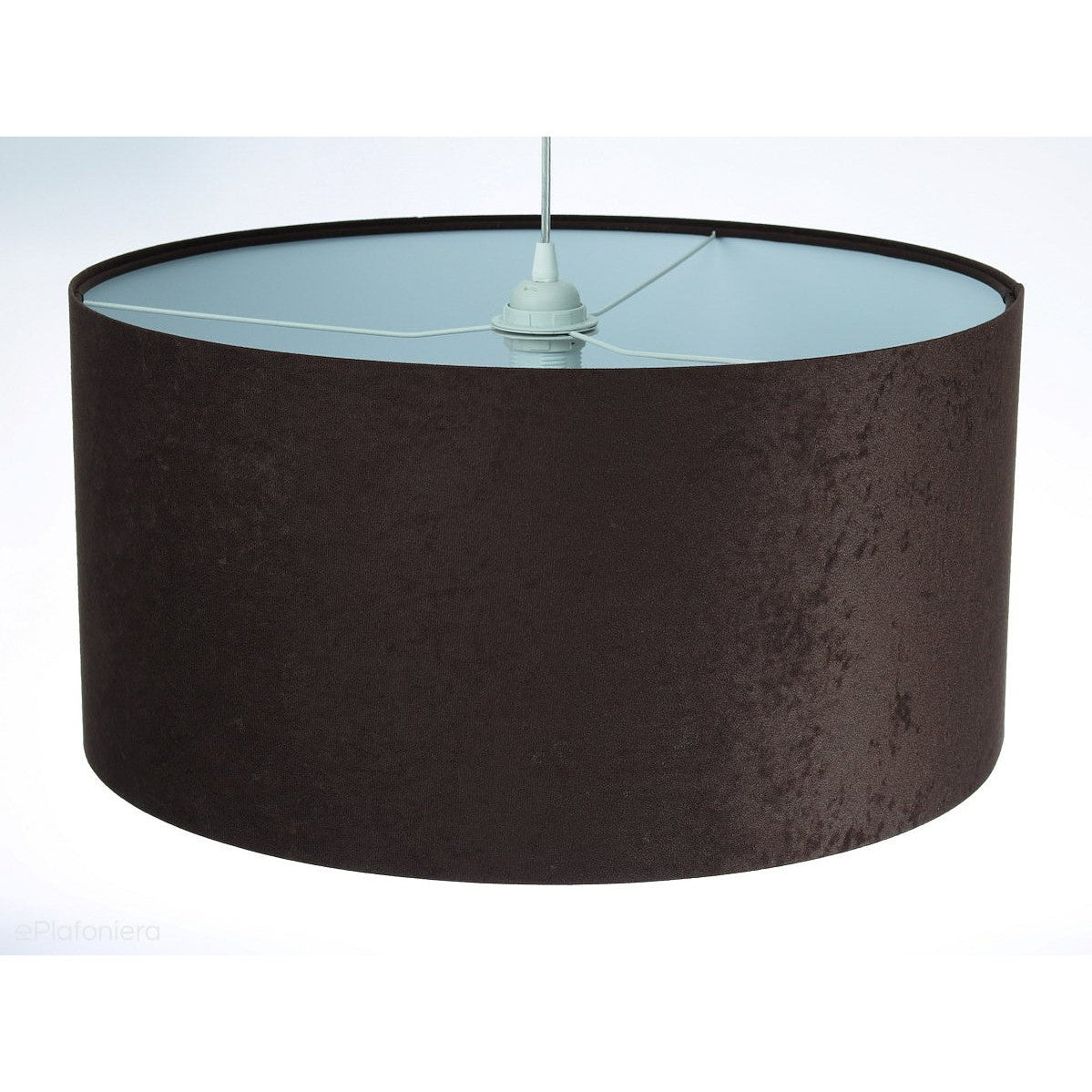 Welurowy abażur Dalia - brązowa lampa wisząca do salonu, sypialni (kolekcja - Standard, 1xE27) ręcznie robiona - ePlafoniera