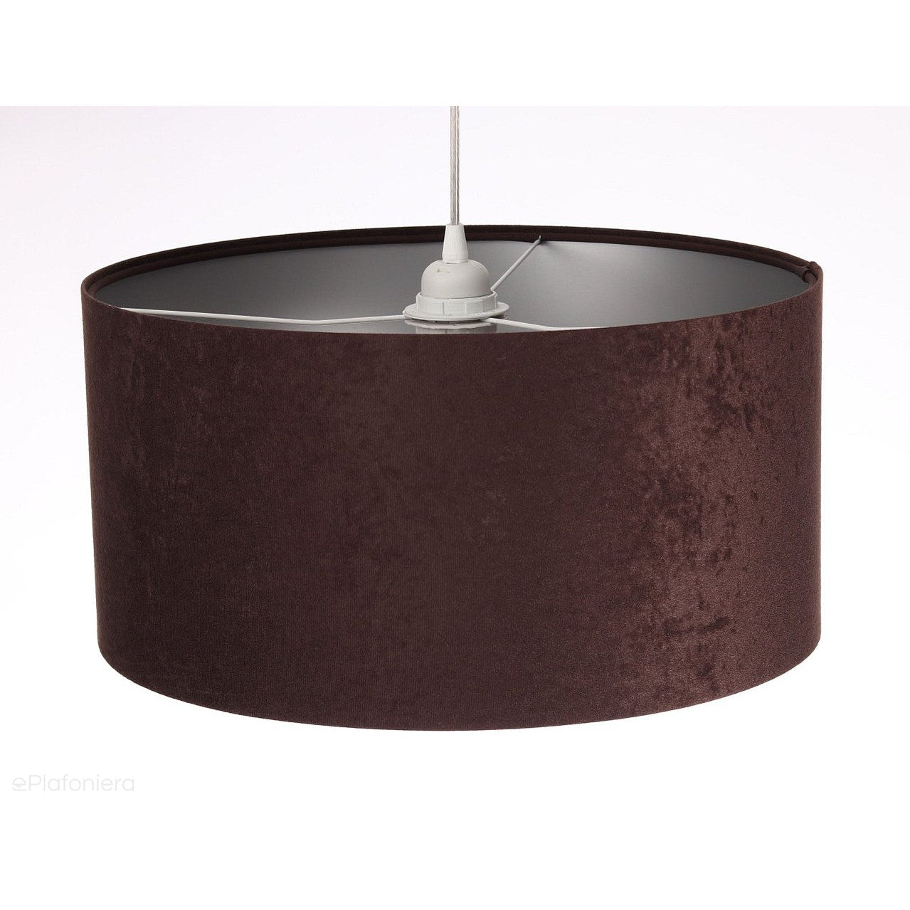 Welurowy abażur Dalia - brązowa lampa wisząca do salonu, sypialni (kolekcja - Standard, 1xE27) ręcznie robiona - ePlafoniera