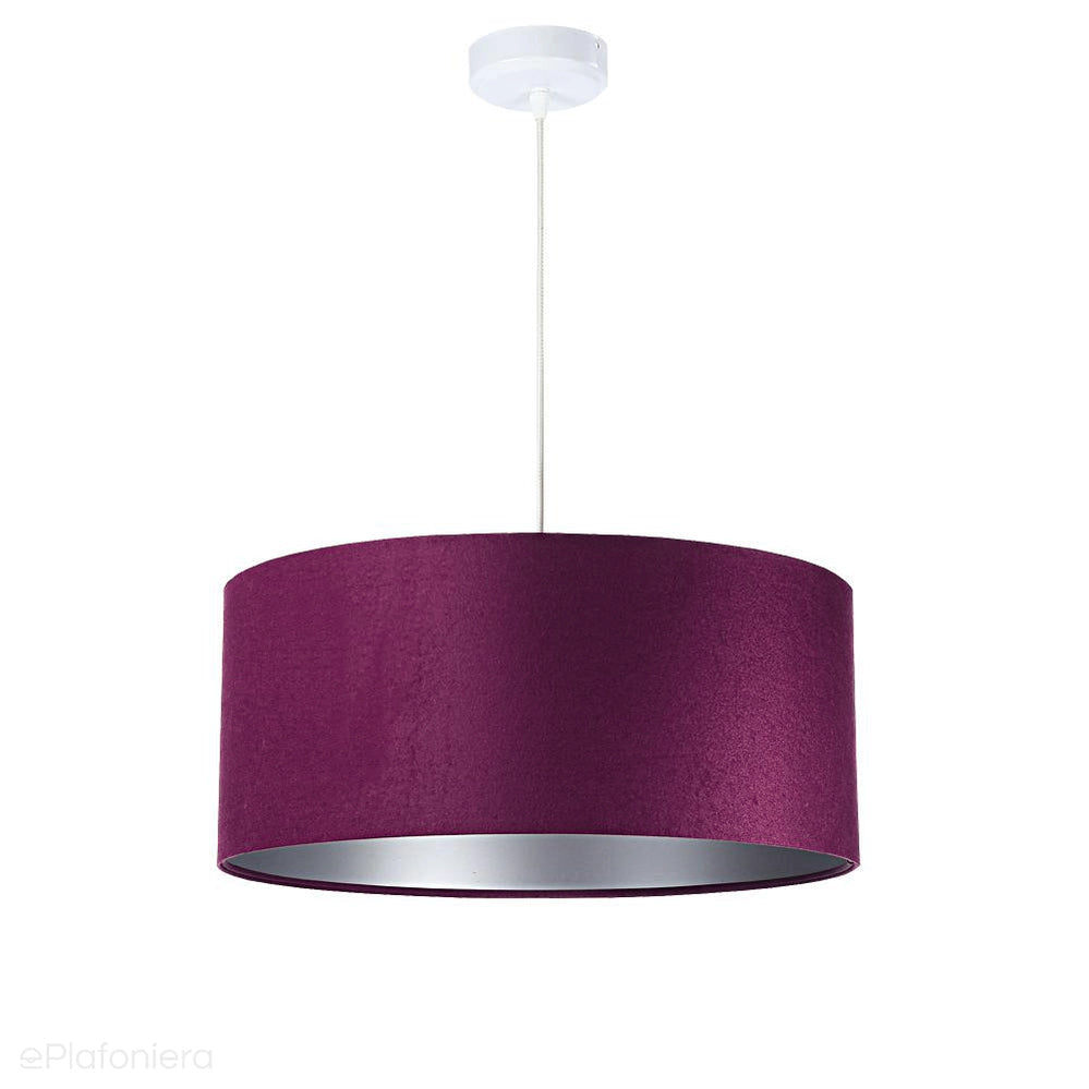 Welurowy abażur Fuksja - fioletowa lampa wisząca do salonu, sypialni (kolekcja - Standard, 1xE27) ręcznie robiona