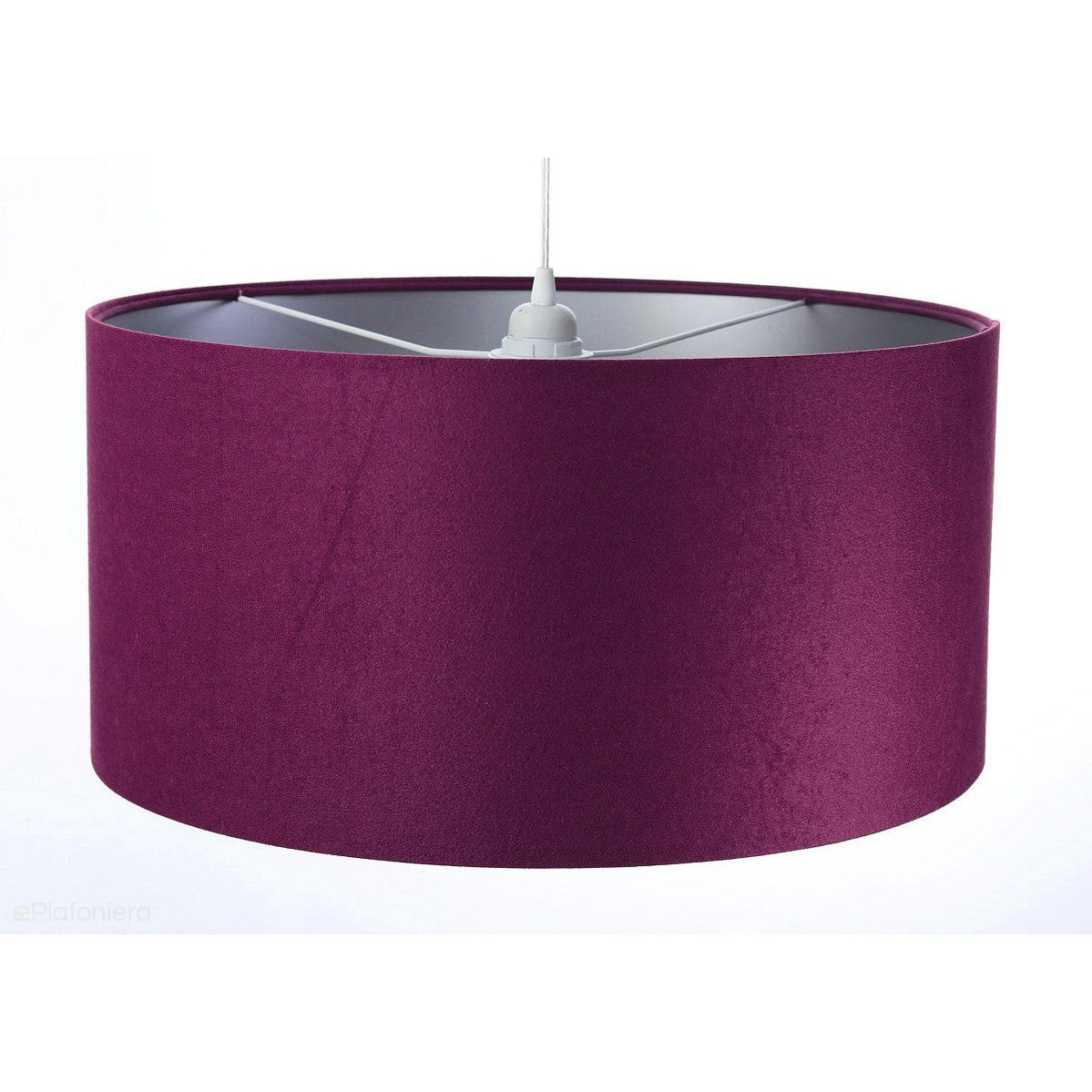 Welurowy abażur Fuksja - fioletowa lampa wisząca do salonu, sypialni (kolekcja - Standard, 1xE27) ręcznie robiona