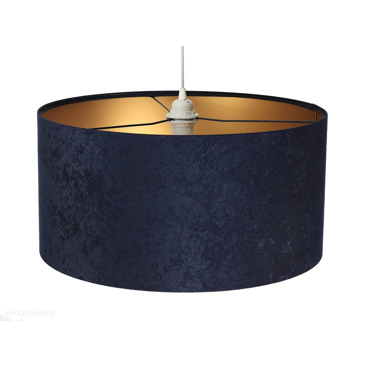 Welurowy abażur Lobelia - granatowa lampa wisząca do salonu, sypialni (kolekcja - Standard, 1xE27) ręcznie robiona - ePlafoniera