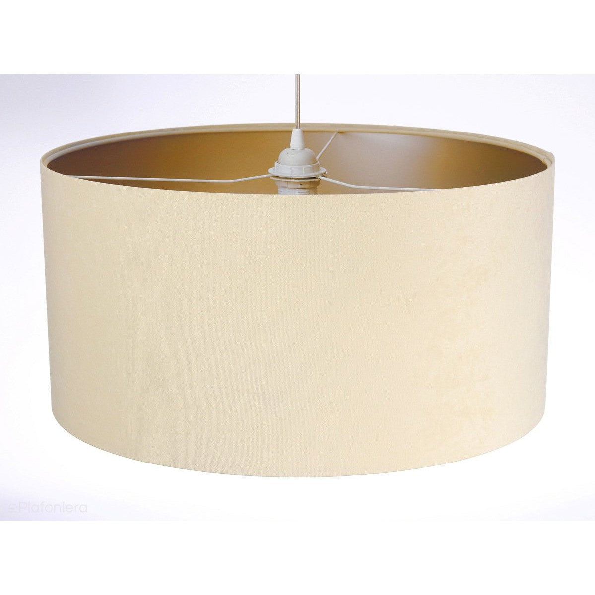Welurowy abażur Nigella - beżowa lampa wisząca do salonu, sypialni (kolekcja - Standard, 1xE27) ręcznie robiona - ePlafoniera