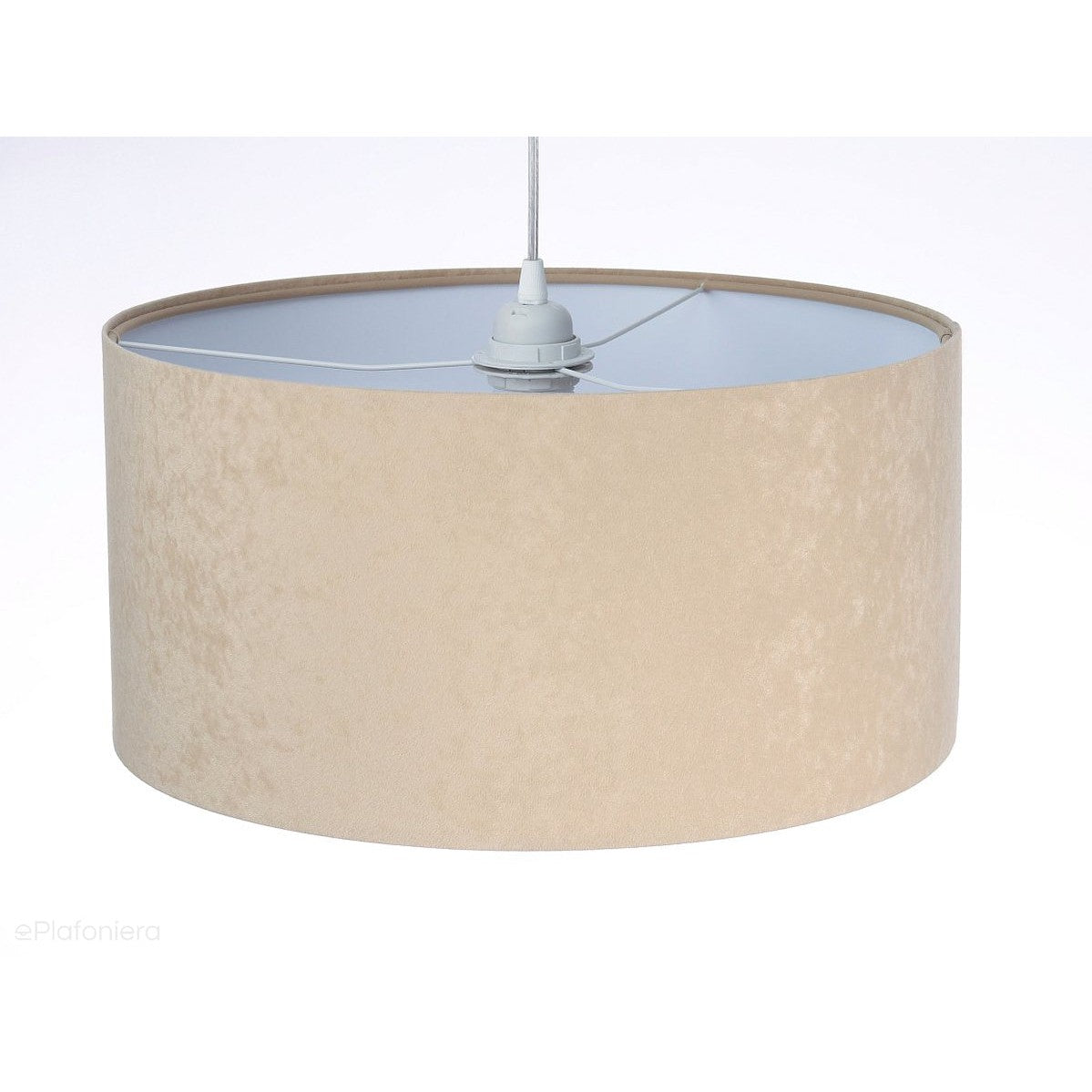 Welurowy abażur Nigella - beżowa lampa wisząca do salonu, sypialni (kolekcja - Standard, 1xE27) ręcznie robiona - ePlafoniera