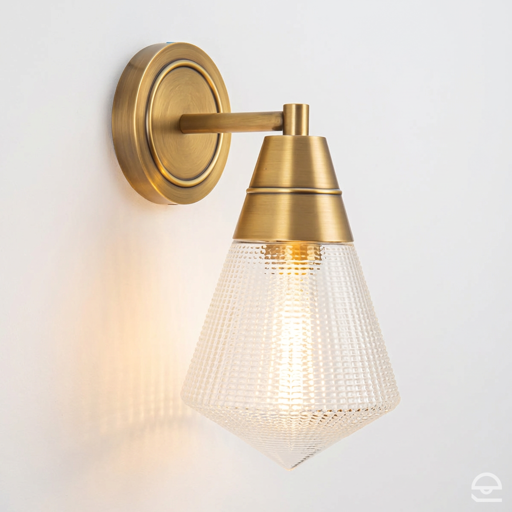 Willard – kinkiet z pryzmatycznym szkłem i wykończeniem vintage mosiądz