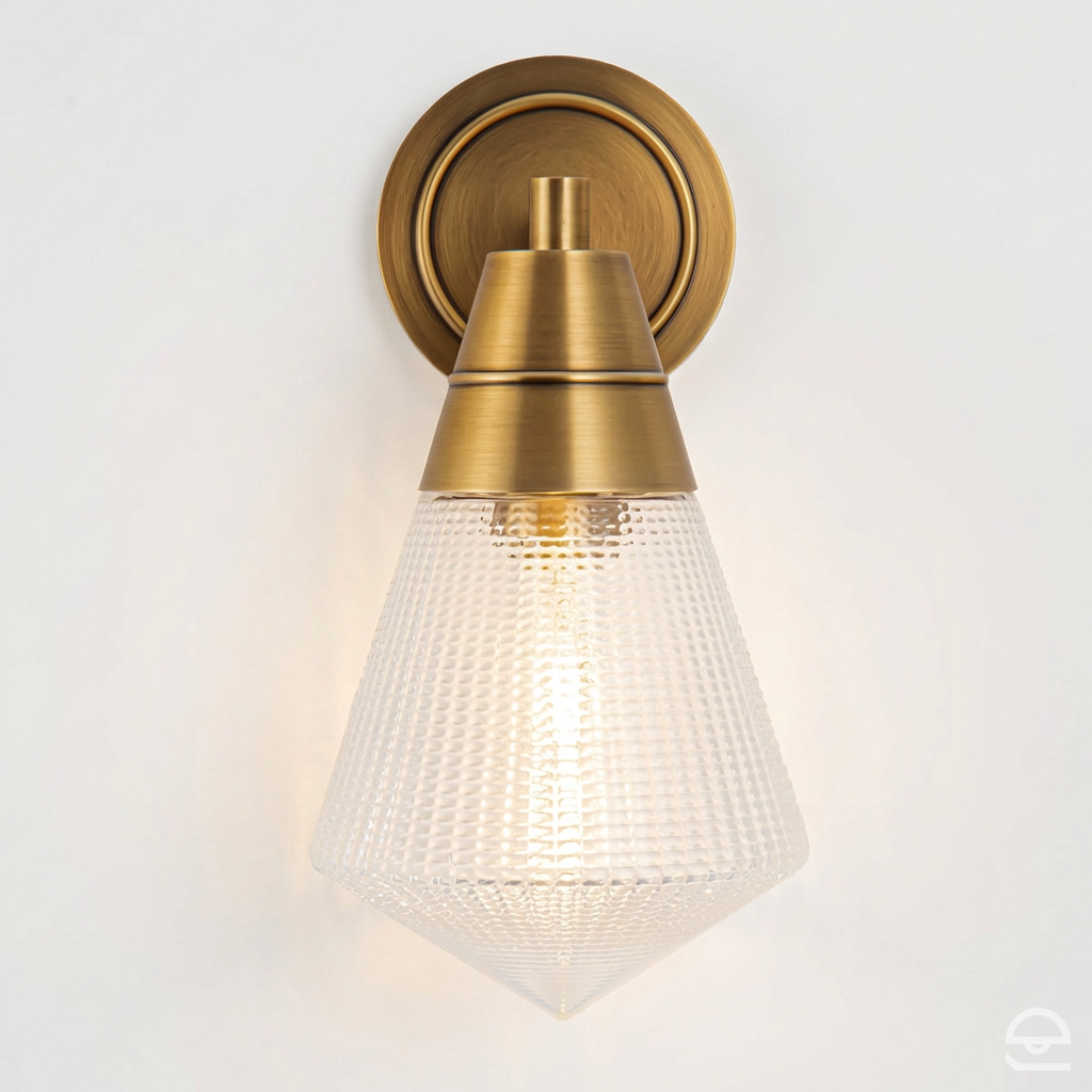 Willard – kinkiet z pryzmatycznym szkłem i wykończeniem vintage mosiądz